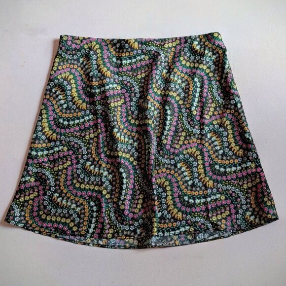 Loft Psychedelic Floral Print Retro Skirt - Picture 1 of 4